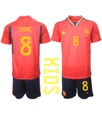 Maillot de foot Espagne Koke #8 Domicile enfant Monde 2022 Manches Courte (+ pantalon court)